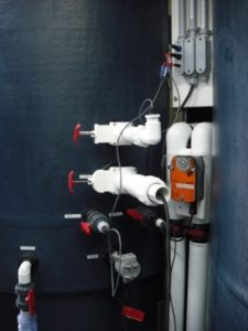 Probes inserted into 5 m3 mesocosm via water sampling valves